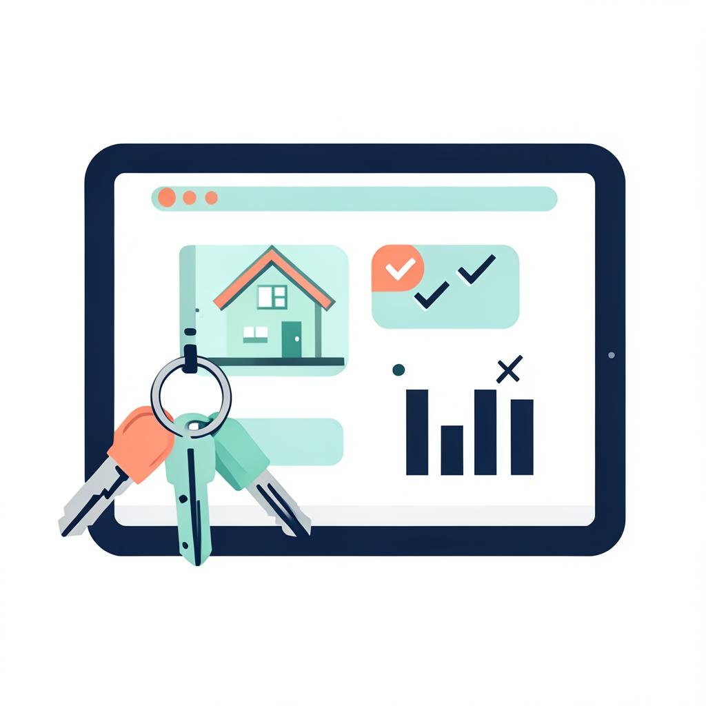 Illustration of a property portfolio dashboard with keys and reporting